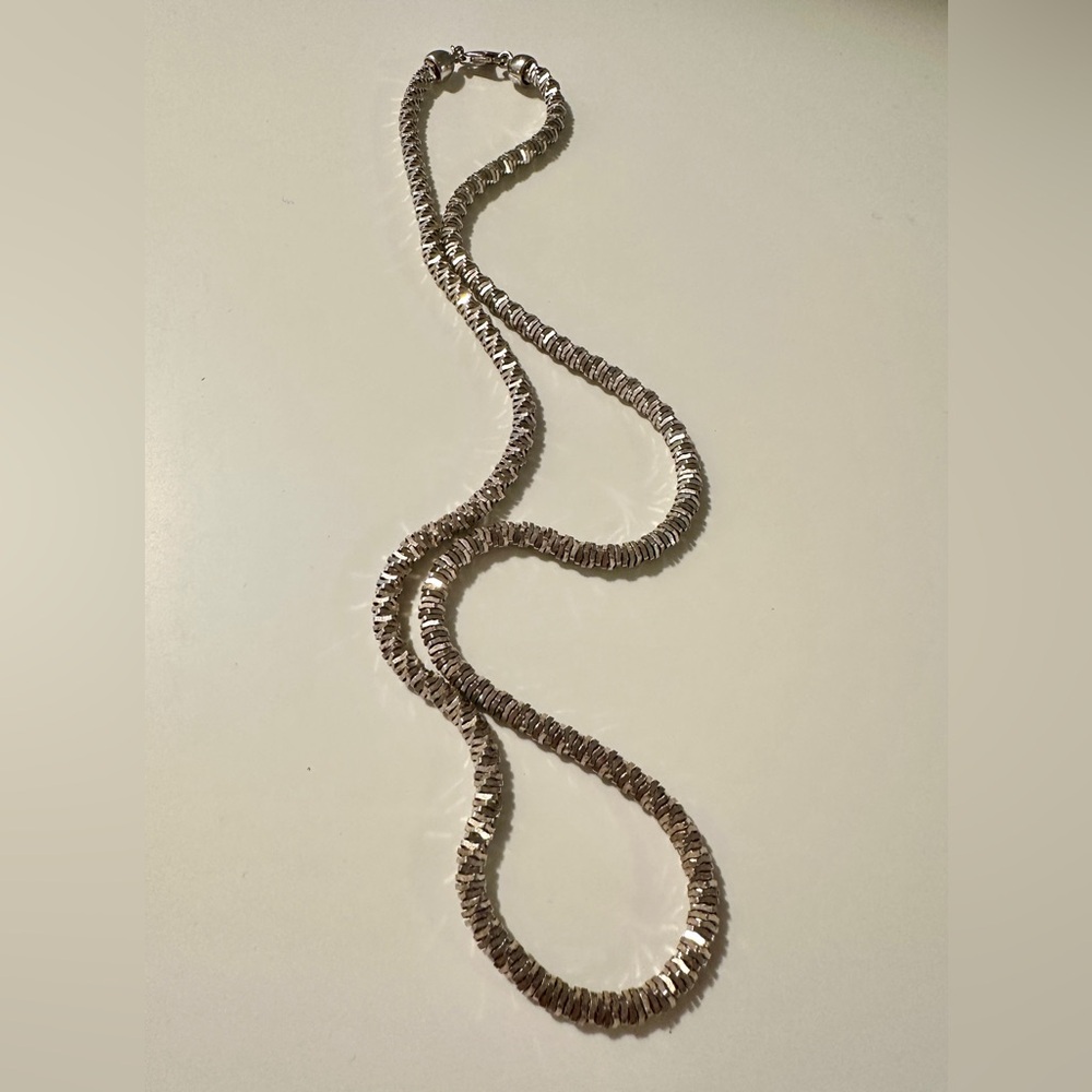 Milor Rare Criss Cross Design 925 Sterling Silver Necklace - 23 1/2 inch